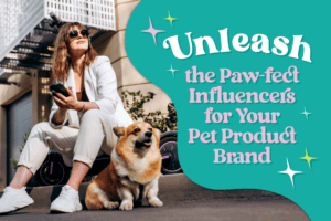 woman in white outfit next to corgi using social for influencer pet brand marketing